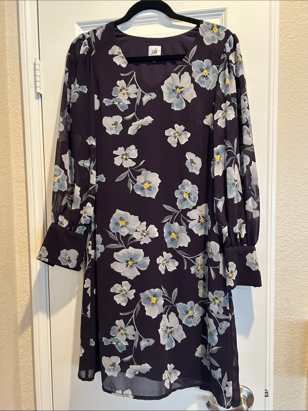 CAbi Floral Long Sleeve Shift Dress